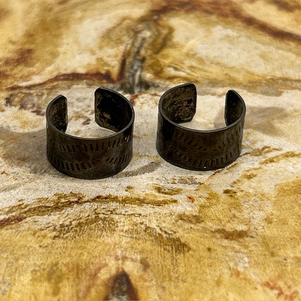 Pair Of Stamped Copper Ear Cuffs Vintage Native American